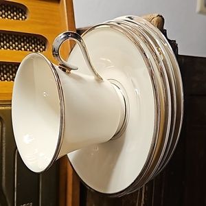 5 Lenox Solitaire China Cup & Saucers Ivory Gold